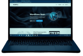 Glowing laptop icon representing website design for service businesses Michigan — Agile Solutions LLC