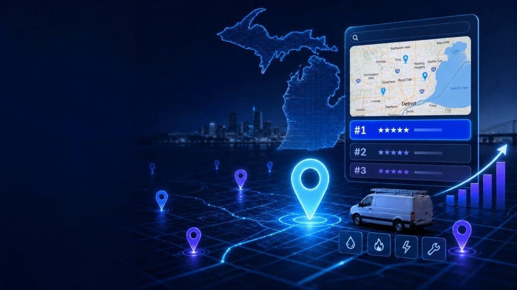 how to rank in google maps top 3 Michigan service business local seo guide