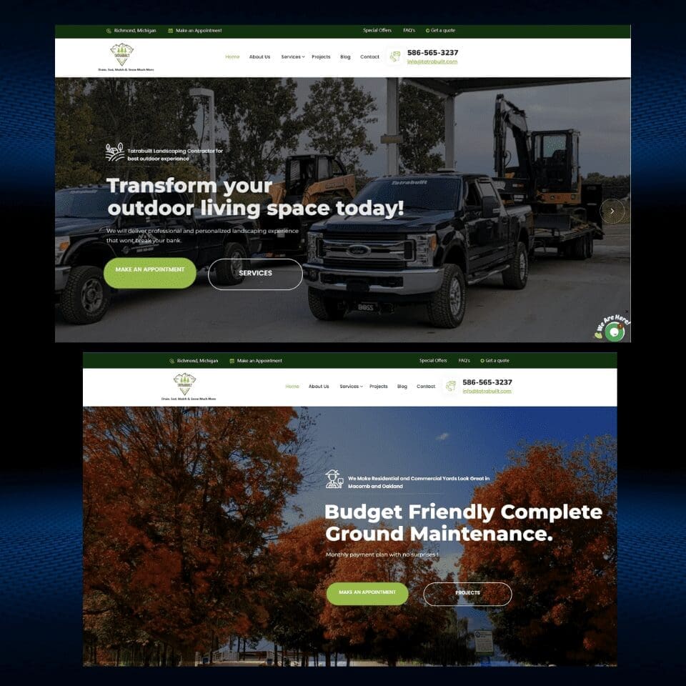 Tatrabuilt LLC website design by Agile Solutions Michigan